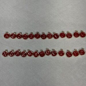 26pcs Letter Charm Bulk Initial Charm Round Alphabet Charm Pendant, Red